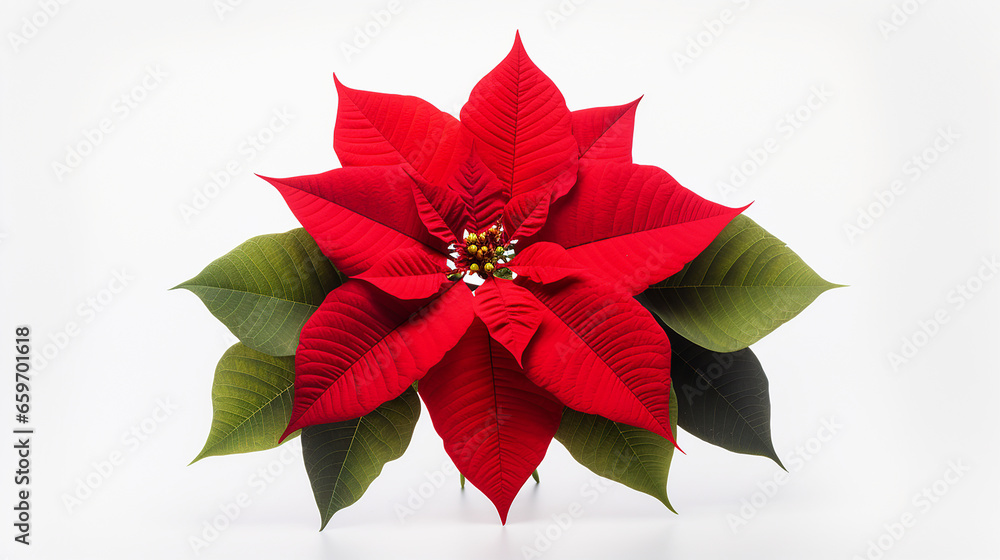 poinsettia bloom on a white background