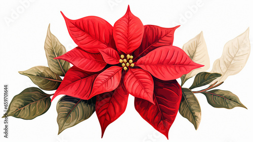 poinsettia bloom on a white background