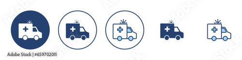 Ambulance icon vector. ambulance truck sign and symbol. ambulance car