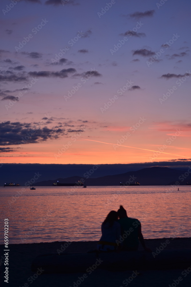Romantic beach date at sunset