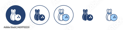 Bowling icon vector. bowling ball and pin sign and symbol.