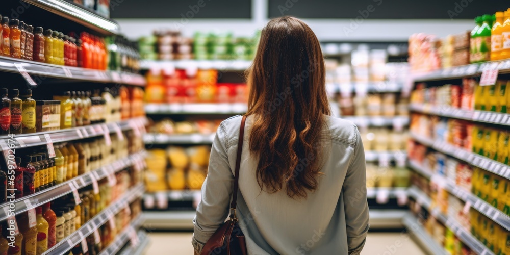a woman is shopping in super market, generative AI