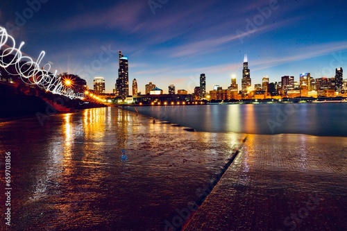 Chicago downtown skyline view 
