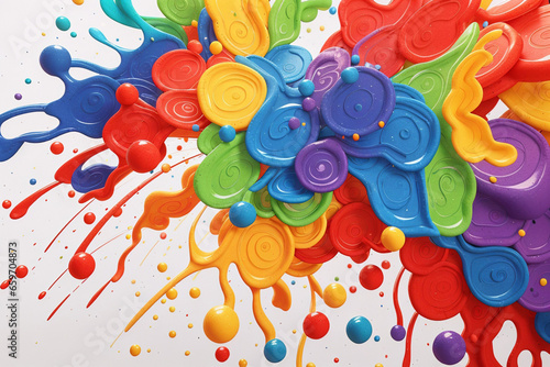 Creative digital picture of 3d liquid paint splash with colors and frozen moment created using ai technology