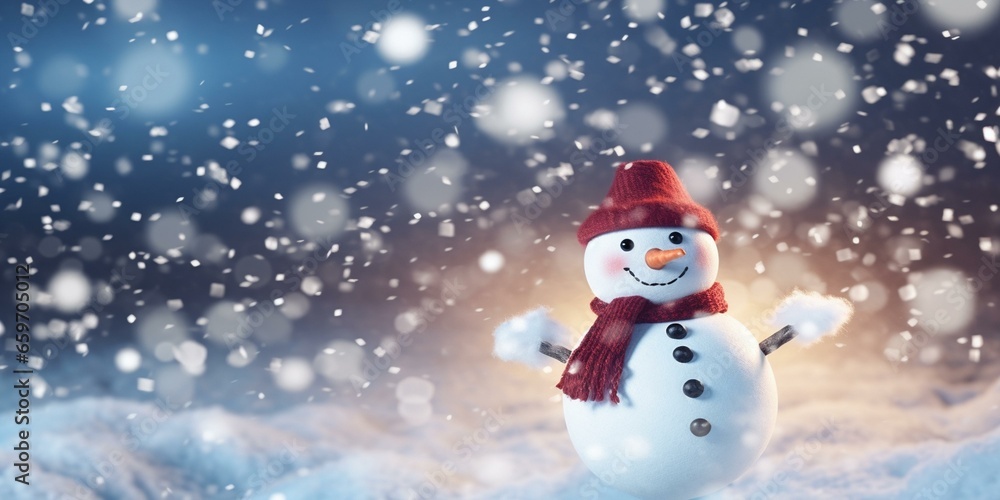 christmas snowy winter snowman snowflakes falling background cinematic