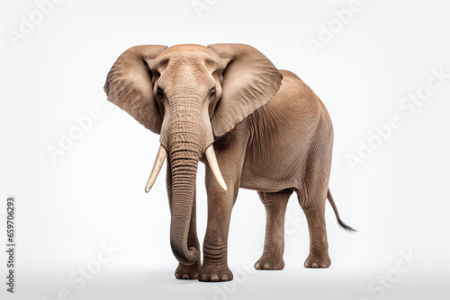 Elephant isolated on a white background. Animal left side view portrait. 
