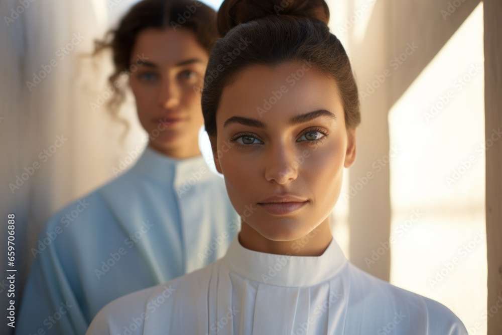 Top fashion models. Portrait with selective focus and copy space Top fashion models. Portrait with selective focus and copy space