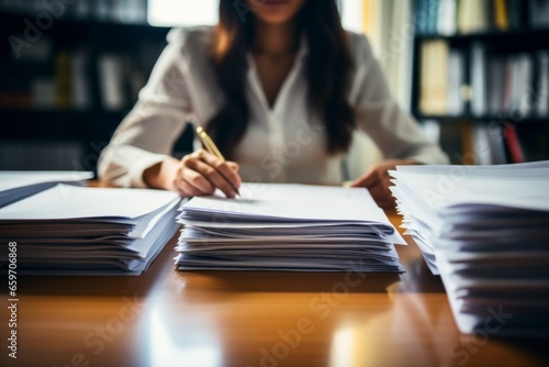 Paper files, office work. Background with selective focus and copy space