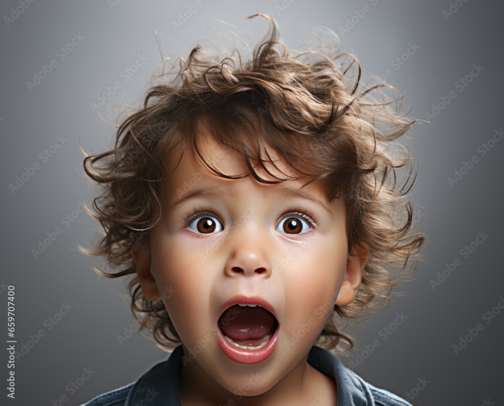 Close up of a cute little baby being startled and screaming. Close up of a cute little baby being startled and screaming.