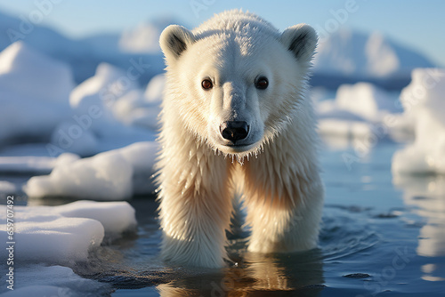 a polar bear standing on the pack ice. 