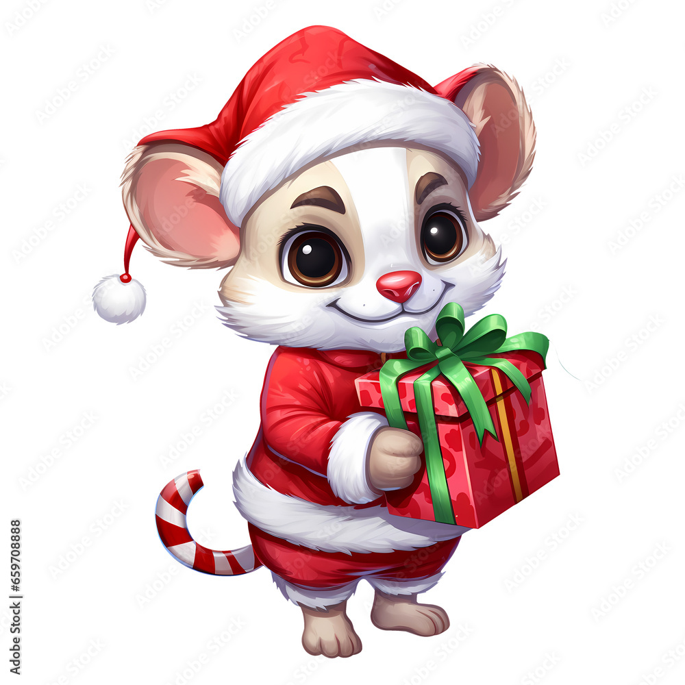 Cute Ferret Christmas Clipart Illustration Cute Ferret Christmas Clipart Illustration