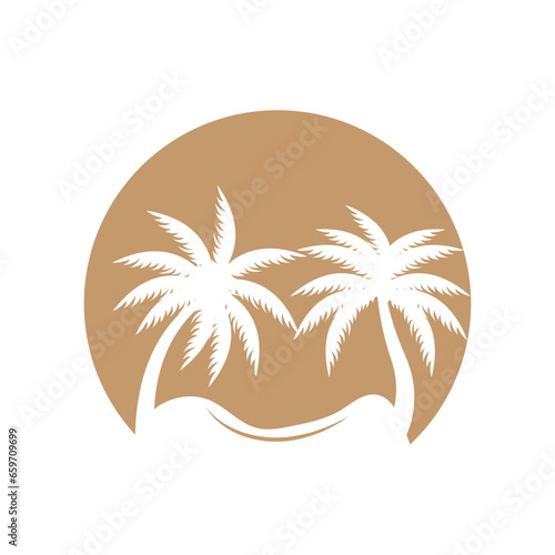 Coconut Tree Logo Design  Beach Plant Vector  Palm Tree Summer  Illustration Template