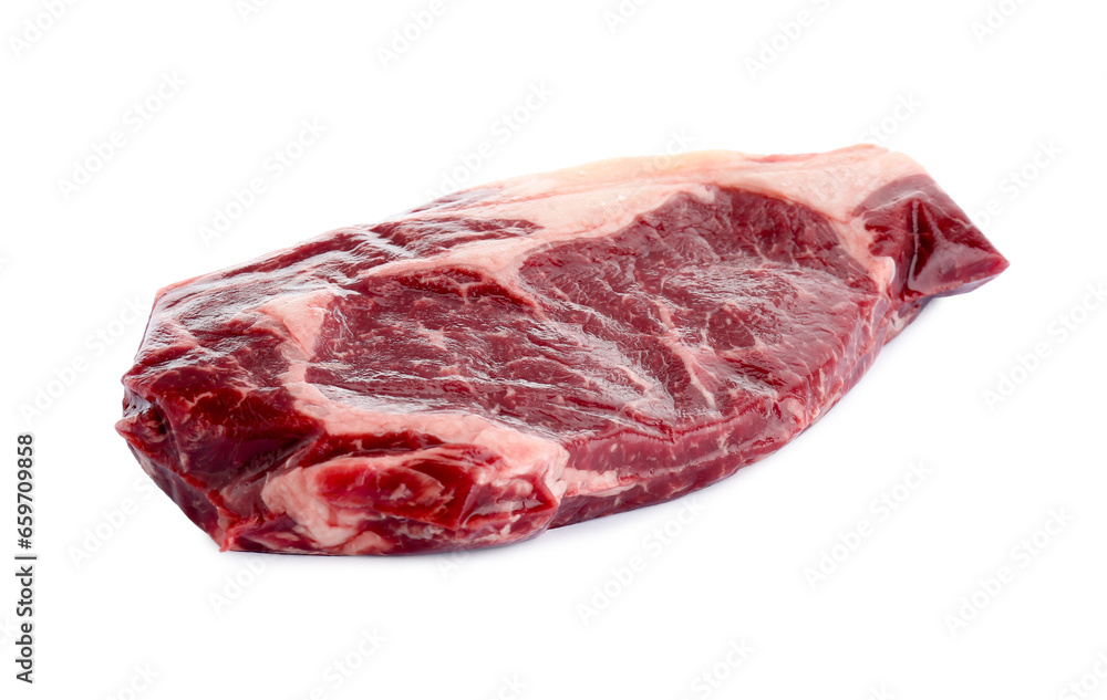 Piece of fresh beef meat isolated on white Piece of fresh beef meat isolated on white