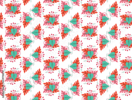 Hand painted leaves pattern design and background design  photo