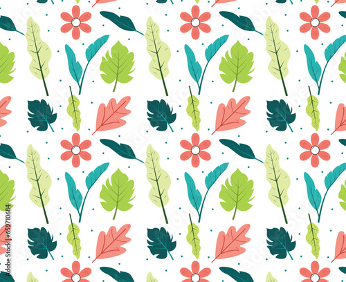 Hand painted leaves pattern design and background design  photo