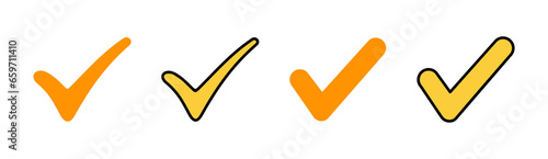 Check mark icon set for web and mobile app. Tick mark sign and symbol