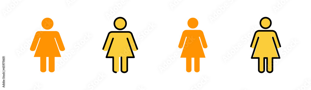 Female icon set for web and mobile app. woman sign and symbol Female icon set for web and mobile app. woman sign and symbol