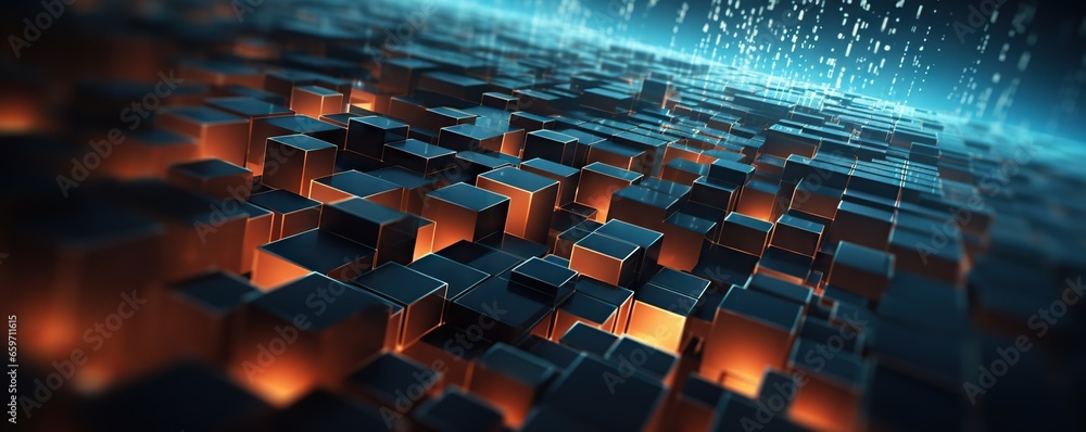 Obraz premium Abstract digital background. Can be used for technological processes, neural networks and AI, digital storages, sound and graphic forms, science, education, etc.