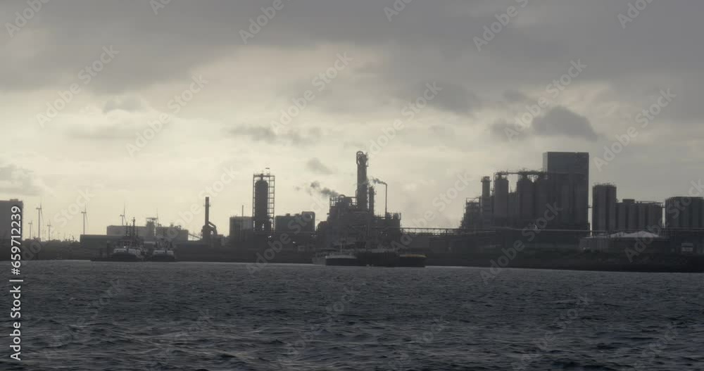 Smoking power plant and oil refinery Smoking power plant and oil refinery