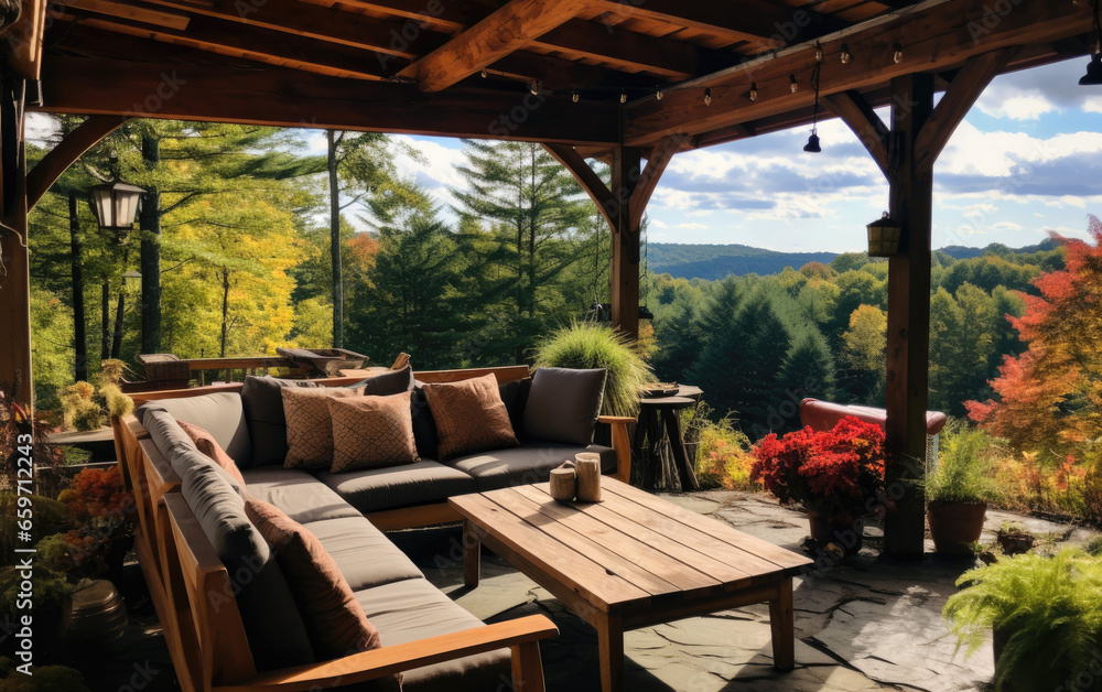 Fototapeta premium Comfortable seating on outdoor deck