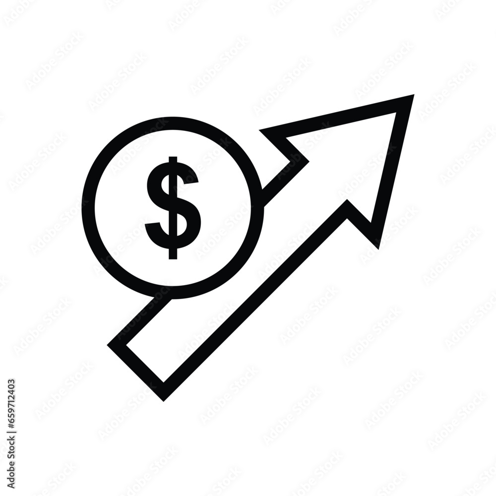 coin money dollar dollar cash value rise with arrows pointing up represent financial profit economic growth outline coin money dollar dollar cash value rise with arrows pointing up represent financial profit economic growth outline