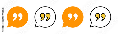 Quote icon set  for web and mobile app. Quotation mark sign and symbol