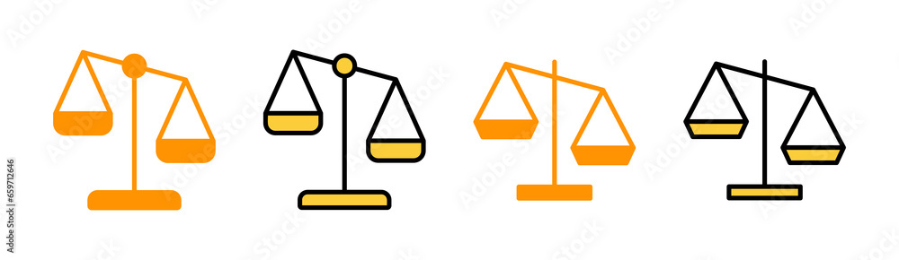 Scales icon set for web and mobile app. Law scale icon. Justice sign and symbol Scales icon set for web and mobile app. Law scale icon. Justice sign and symbol