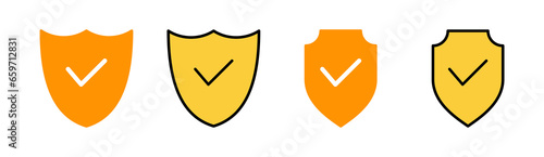 Shield check mark icon set for web and mobile app. Protection approve sign. Insurance icon