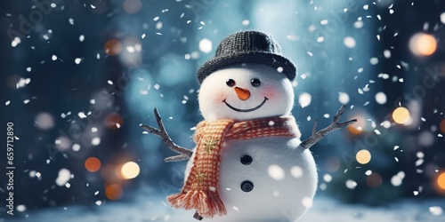 christmas snowy winter snowman snowflakes falling background cinematic