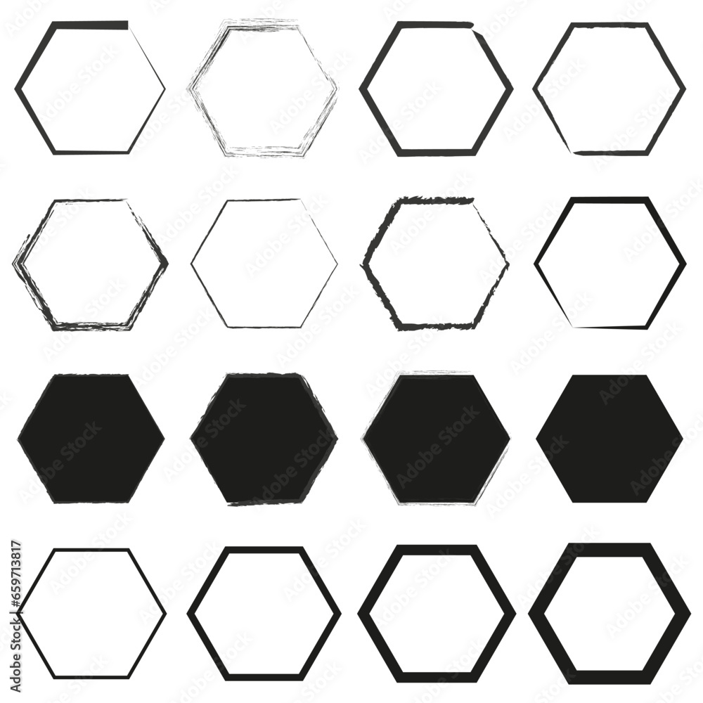 Shape hexagon set. Vector illustration. EPS 10. Shape hexagon set. Vector illustration. EPS 10.