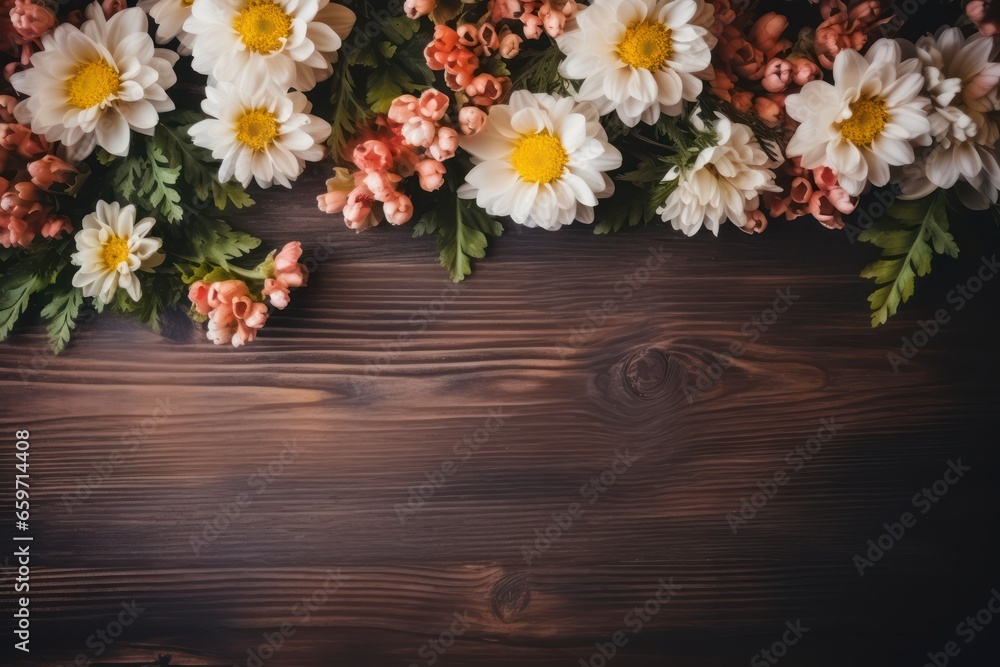 Ethereal Floral Arrangement Against Rustic Wooden Backdrop Evokes the Beauty and Serenity of Nature