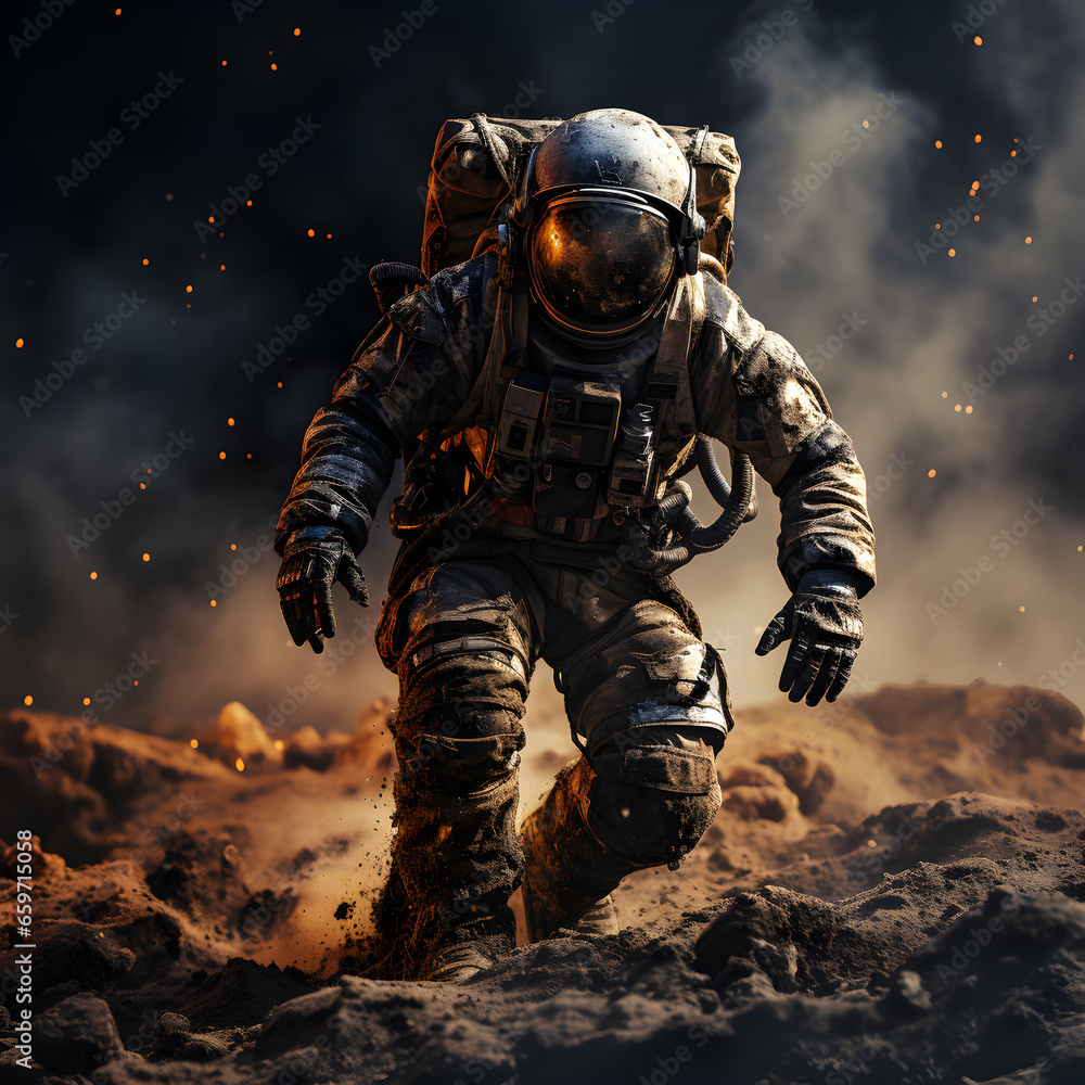Spaceman or astronaut on the moon. Spaceman or astronaut on the moon.