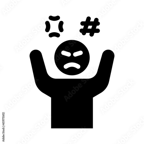 angry customer glyph icon illustration vector graphic. Simple element illustration vector graphic, suitable for app, websites, and presentations isolated on white background