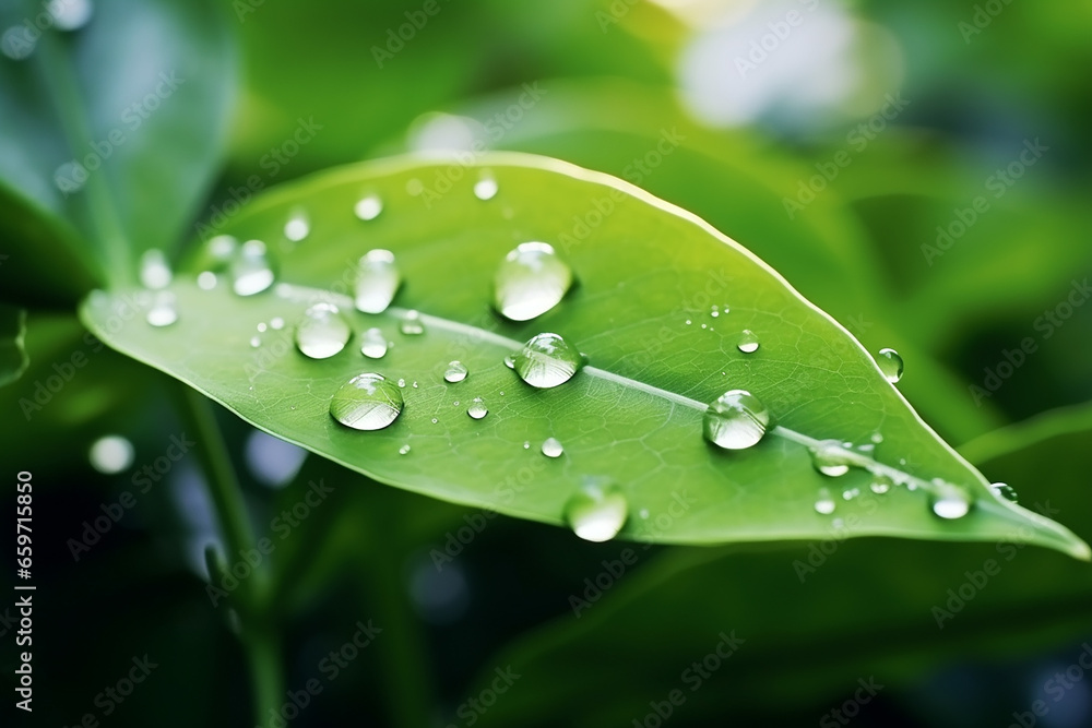 Macro Shot of Water Drop over Green Grass Leaf - Relaxation with Water Ripple Drops Concept - Created with Generative AI Tools Macro Shot of Water Drop over Green Grass Leaf - Relaxation with Water Ripple Drops Concept - Created with Generative AI Tools