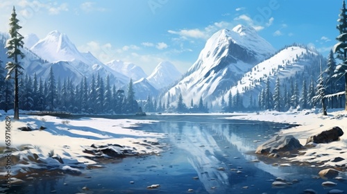 winter mountain landscape generated by AI