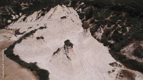Komolithi Kissamos, Crete island, Greece: impressive clay stone formations near Potamida Chania seen from aerial perspective. High quality 4k footage photo