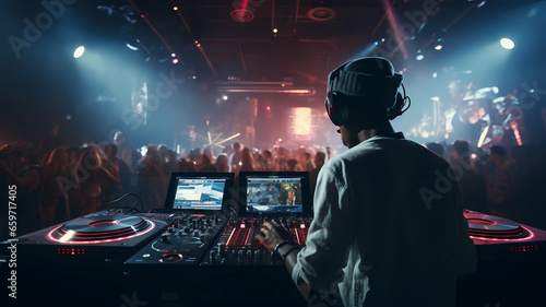 DJs playing at a big party photo