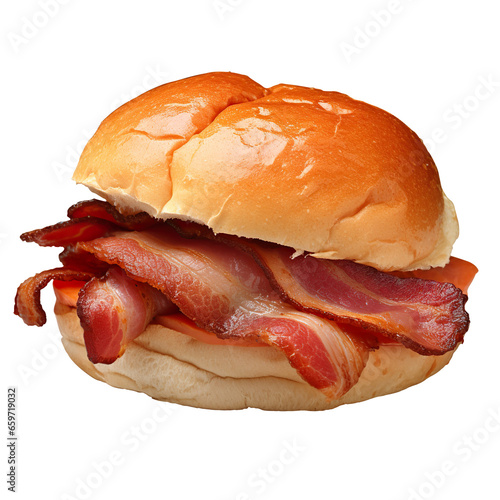 Crispy bacon roll isolated on transparent background
