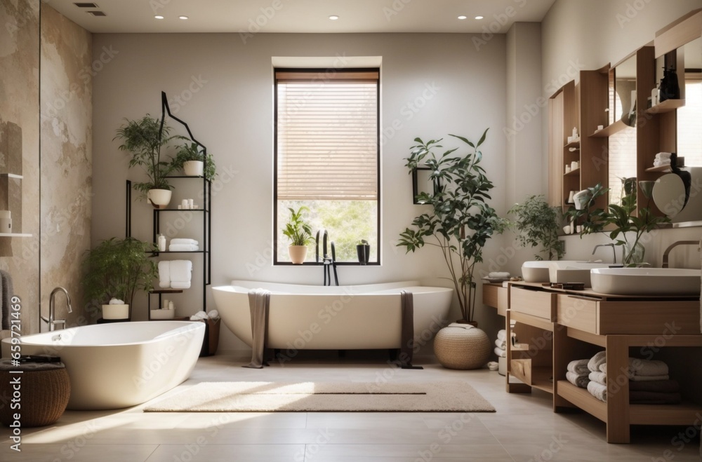 Fototapeta premium modern bathroom with furniture