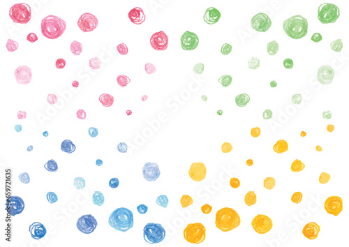 色鉛筆で描いたカラフルな丸の背景素材