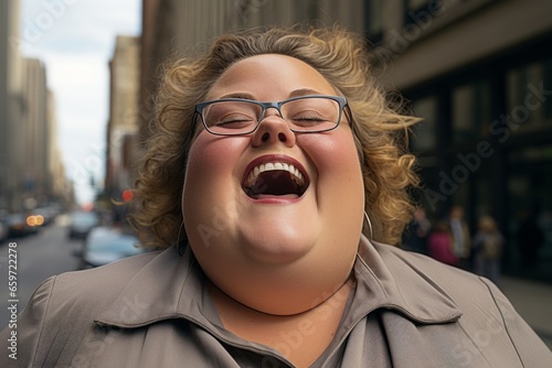 笑う肥満女性,Generative AI AI画像