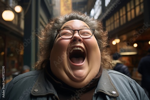 笑う肥満女性,Generative AI AI画像 photo