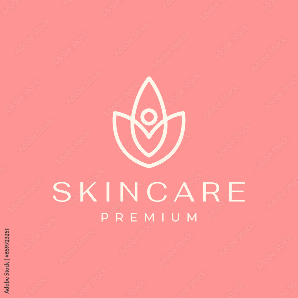 beauty feminine flower plant cubs geometric line style minimalist logo design vector icon illustration beauty feminine flower plant cubs geometric line style minimalist logo design vector icon illustration