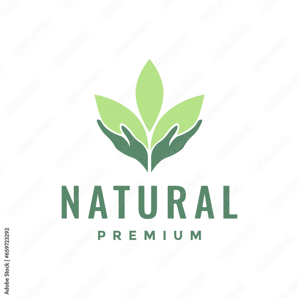 cupped hands leaves nature colorful simple modern logo design vector icon illustration cupped hands leaves nature colorful simple modern logo design vector icon illustration