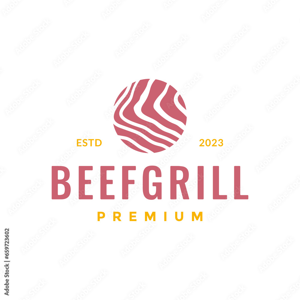 meat beef texture marble quality simple colorful circle logo design vector icon illustration meat beef texture marble quality simple colorful circle logo design vector icon illustration