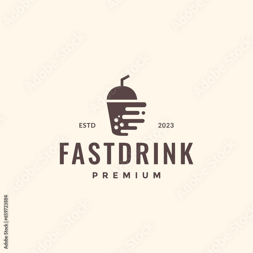 fast drink booking bubble fresh ice hipster style vintage logo design vector icon illustration