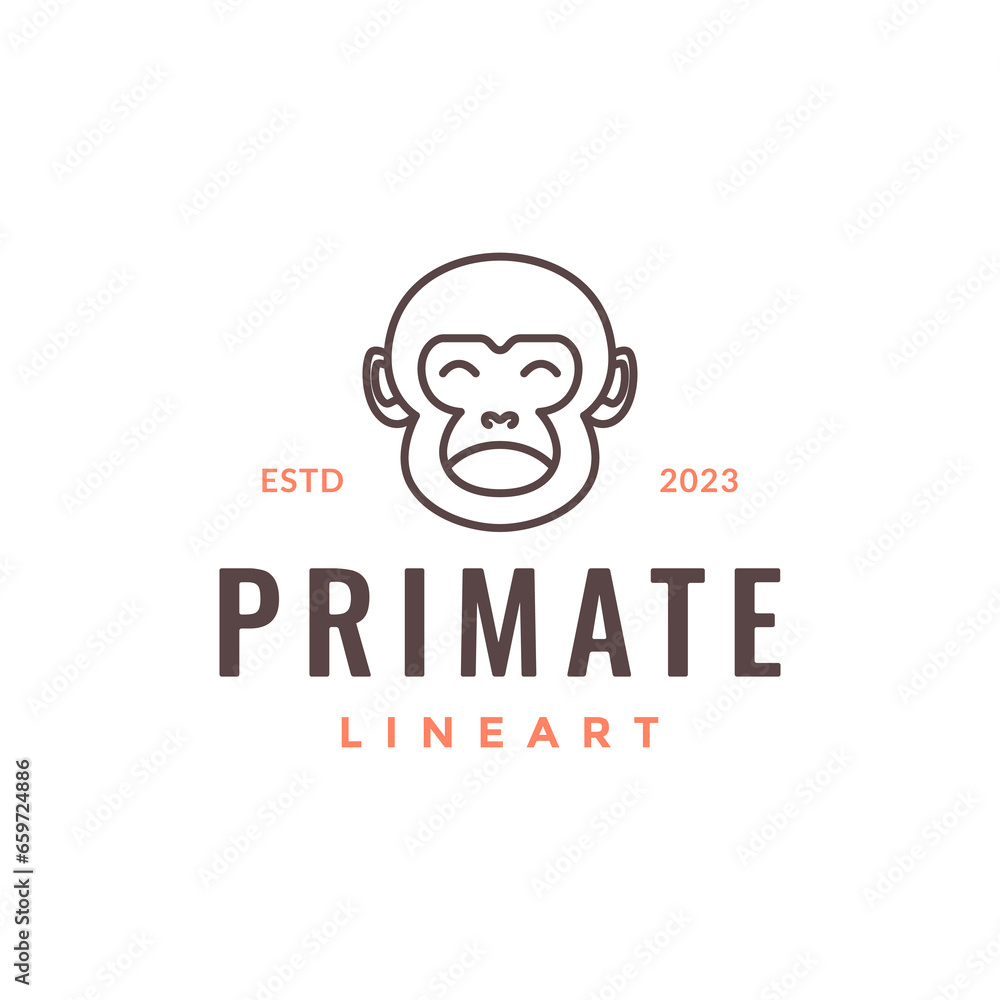 monkey primate portrait simple mascot cartoon line minimal hipster logo design vector icon illustration monkey primate portrait simple mascot cartoon line minimal hipster logo design vector icon illustration