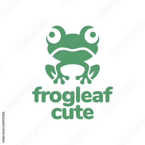 green frog amphibian mascot clean flat cartoon character cute colorful modern logo design vector icon illustration