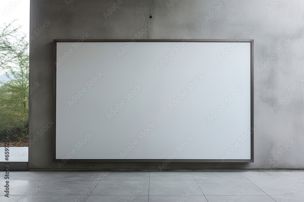 An empty picture frame hanging on a wall in a minimalist room An empty picture frame hanging on a wall in a minimalist room