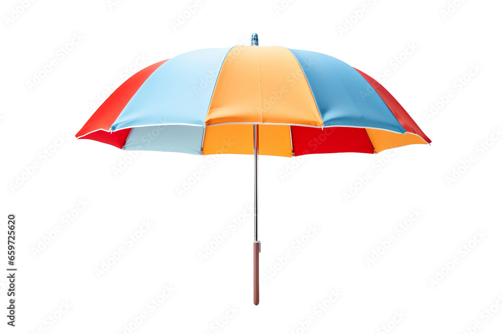 Beach Umbrella on a White Background Generative AI